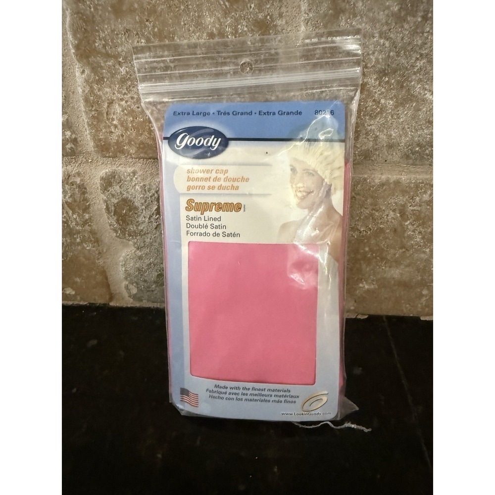 Vintage 2000 Y2K Goody Satin Lined Pink Shower Cap X-Large Size Sealed‎